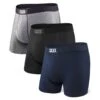 Saxx Vibe Boxers - Black / Grey / Blue (3 Pack) -Hockey Gear Shop saxx underwear saxx vibe boxers black grey blue 3 pack l 29811040092226